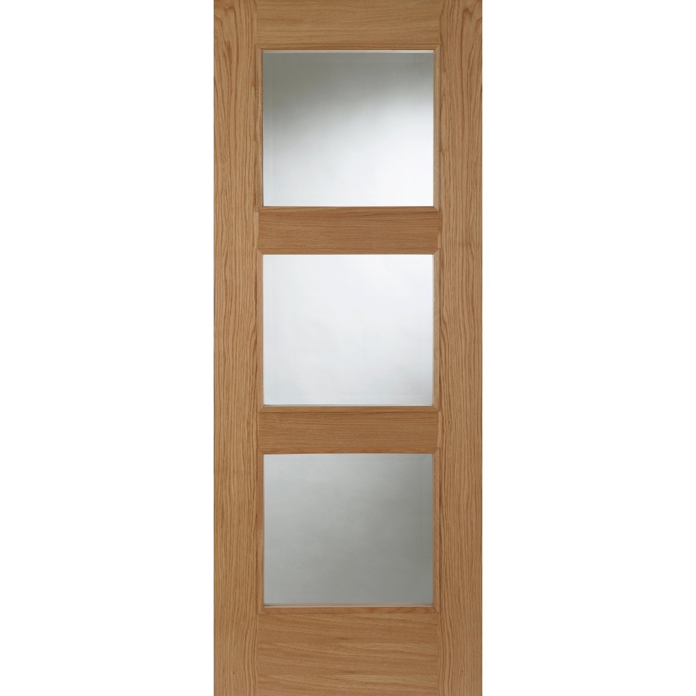 Internal Pre-Finished Oak Madrid 3 Light Glazed Door